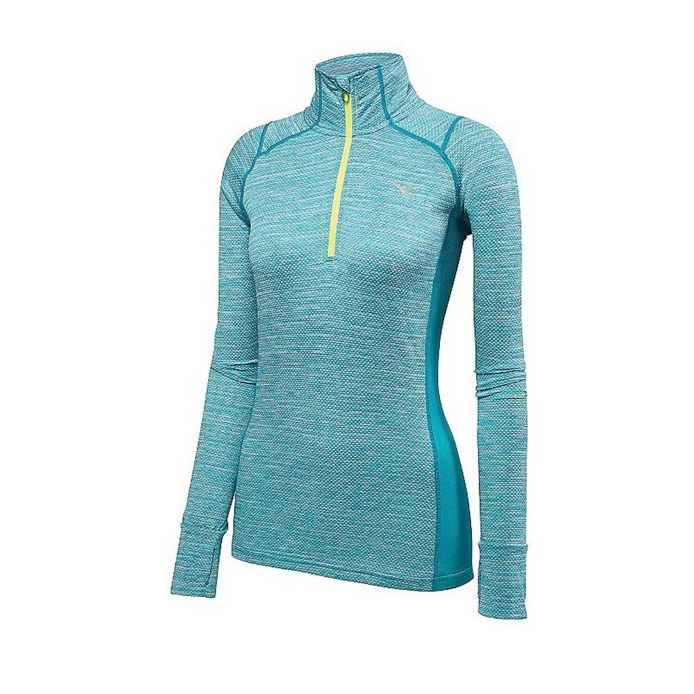 Blusa Mizuno Alpha Half Zip - Mulher - Azuis - VAIGW8276